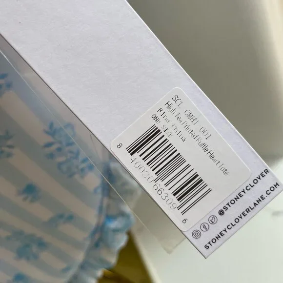 Stoney Clover Lane Heart High Tea Printed Ruffle Heart Tote Bag ruffle SCL - Picture 4 of 13